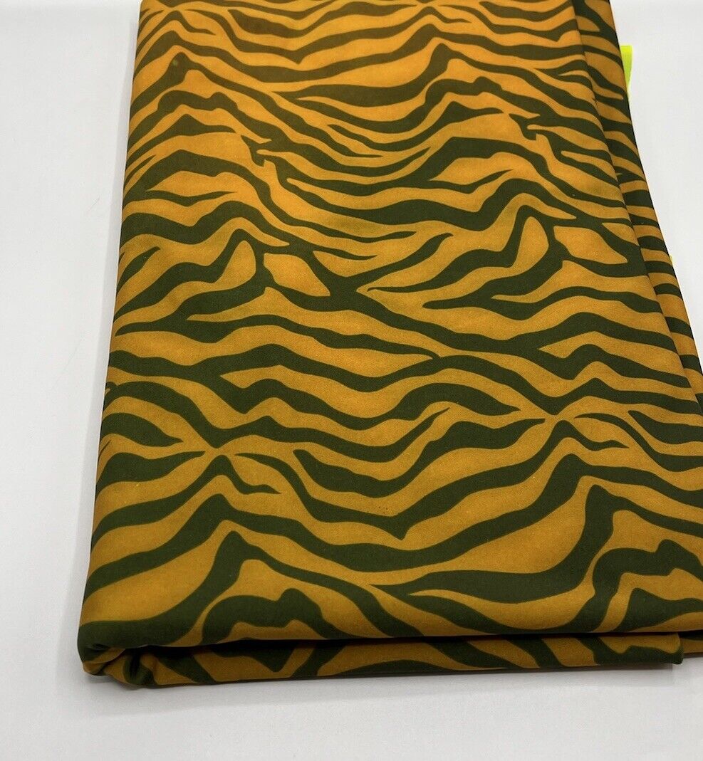 Orange Green Neon Zebra Swimwear / Sportswear 4 Way Stretch Fabric