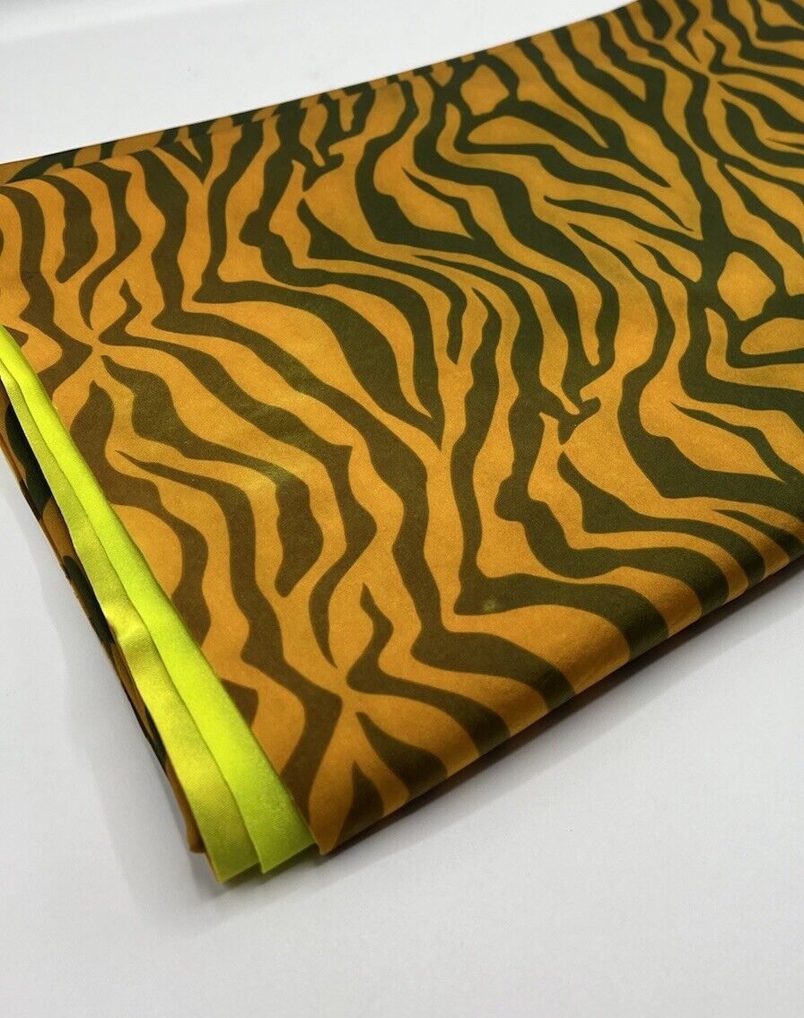 Orange Green Neon Zebra Swimwear / Sportswear 4 Way Stretch Fabric