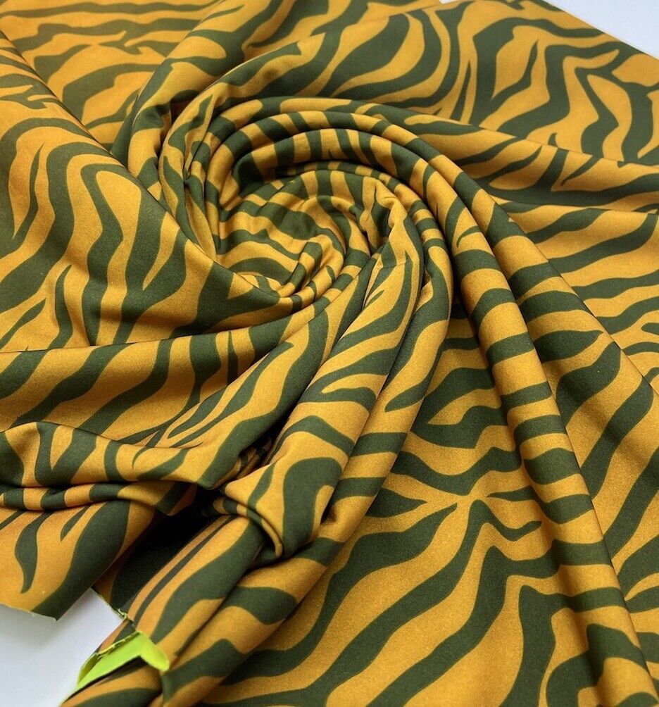 Orange Green Neon Zebra Swimwear / Sportswear 4 Way Stretch Fabric