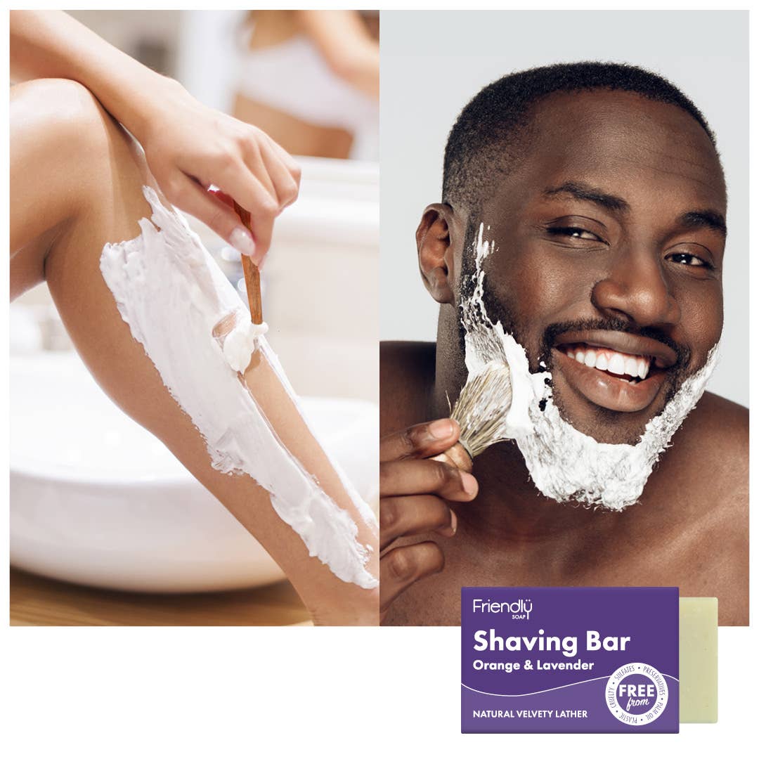 Shaving Soap Bar – Fragrance-Free or Orange & Lavender – Plastic-Free