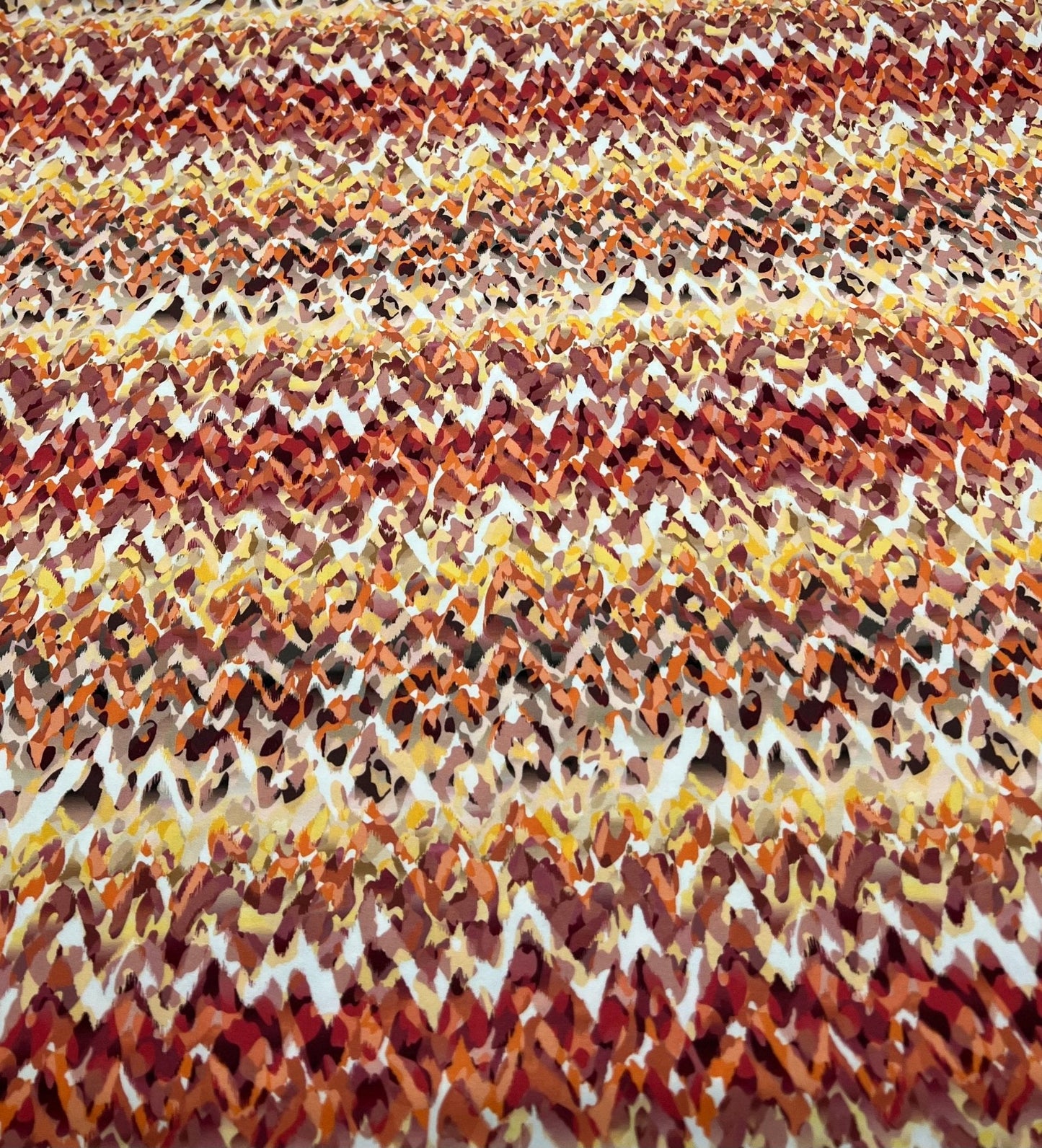 Orange Mix Print Soft Touch 4 Way Stretch Fabric