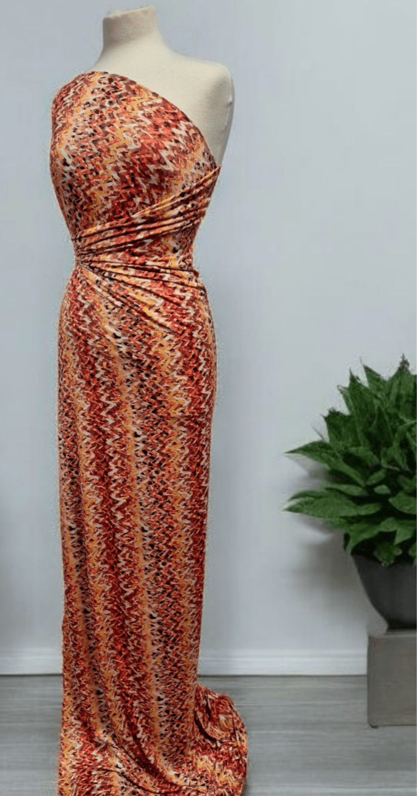Orange Mix Print Soft Touch 4 Way Stretch Fabric