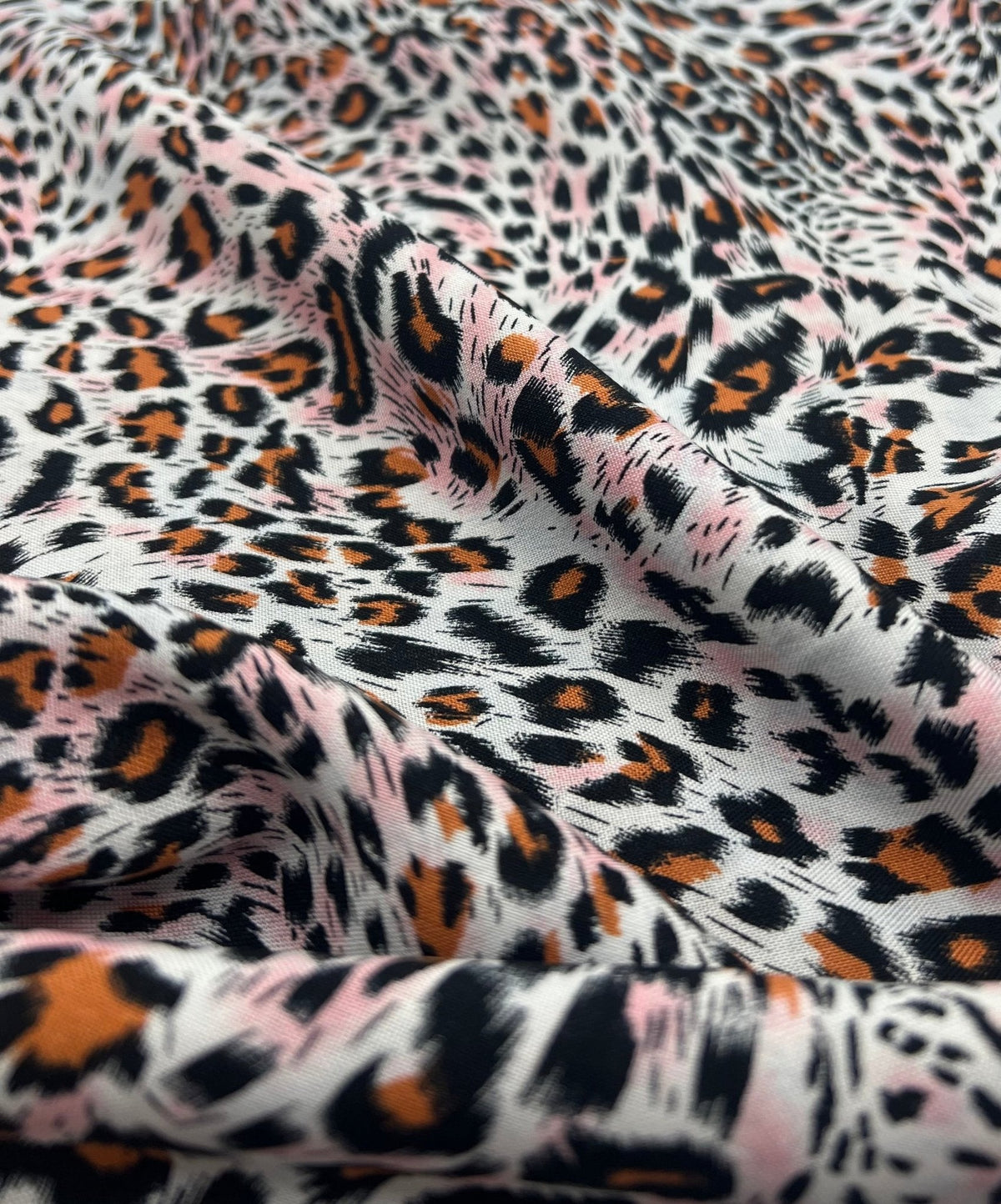Orange Pink Animal Mix 100% Viscose Non Stretch Fabric