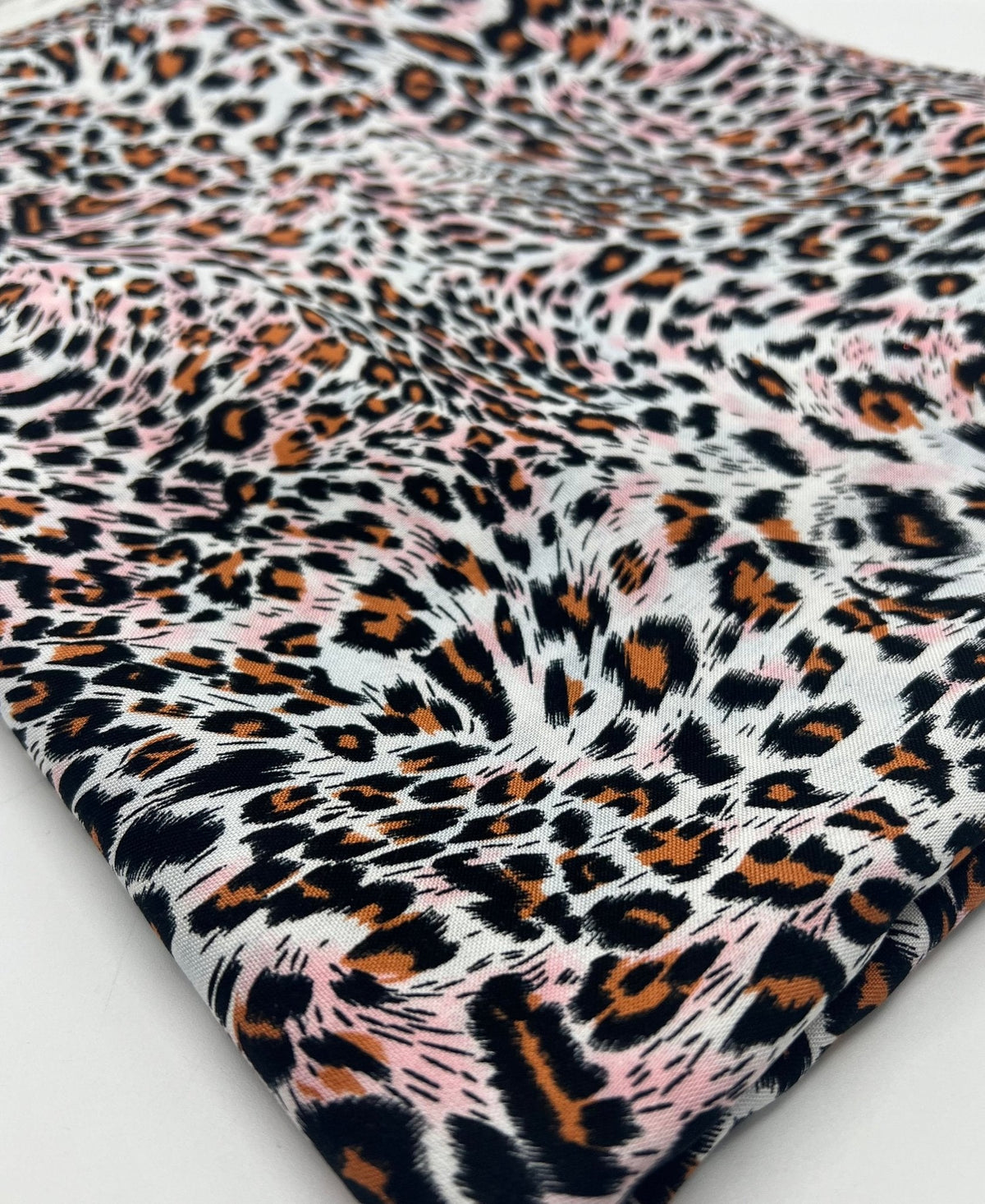 Orange Pink Animal Mix 100% Viscose Non Stretch Fabric