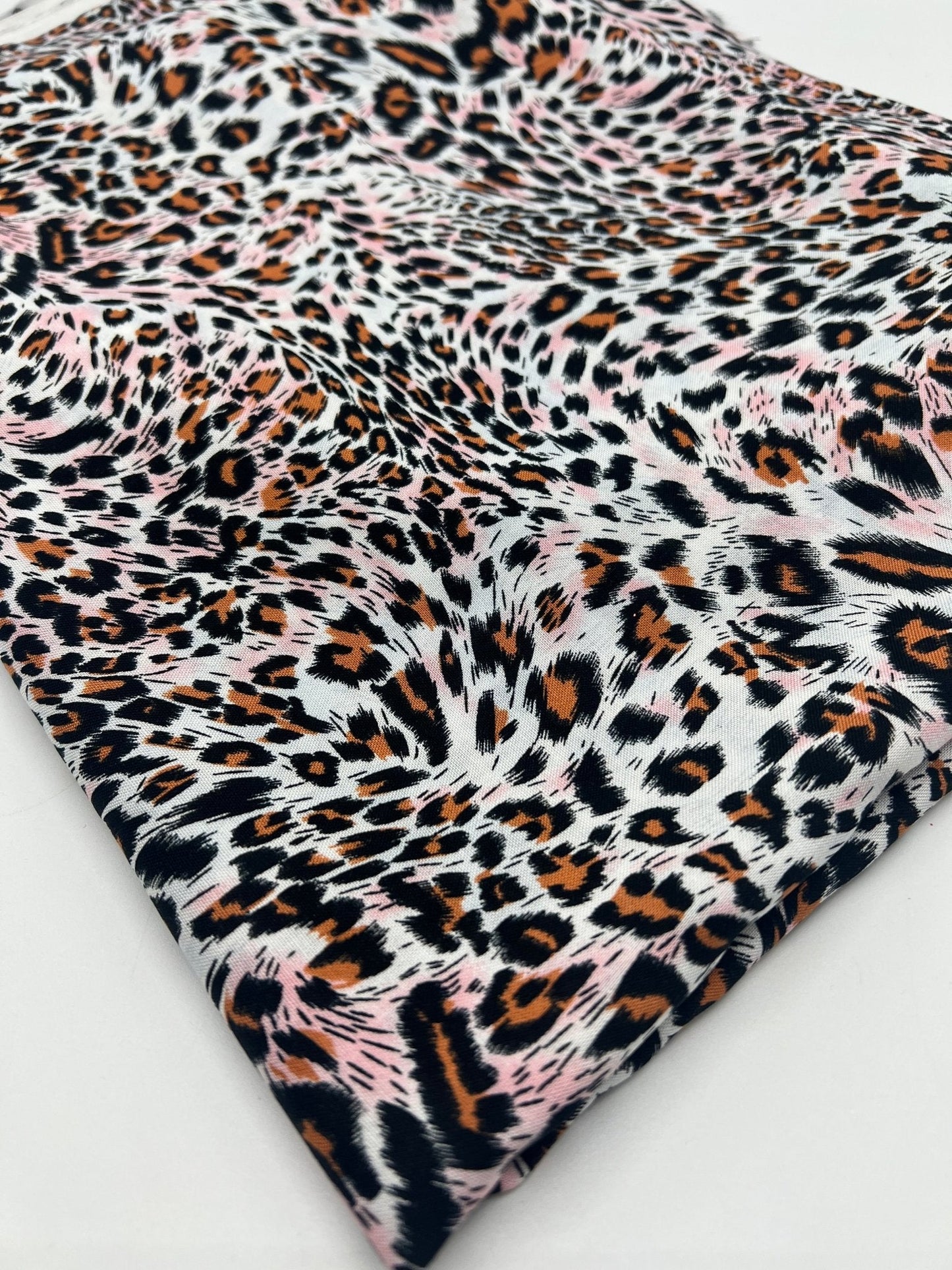 Orange Pink Animal Mix 100% Viscose Non Stretch Fabric
