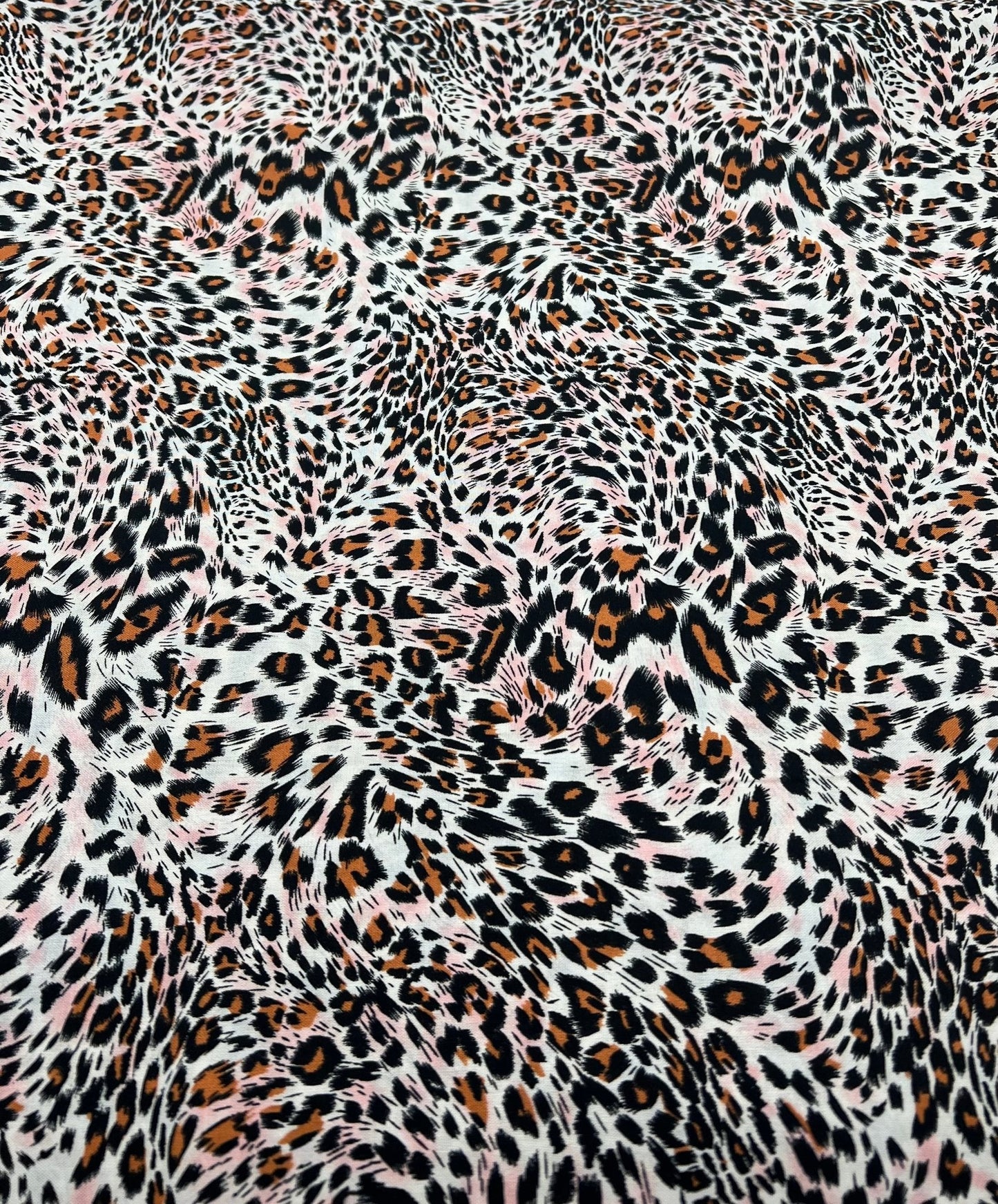 Orange Pink Animal Mix 100% Viscose Non Stretch Fabric