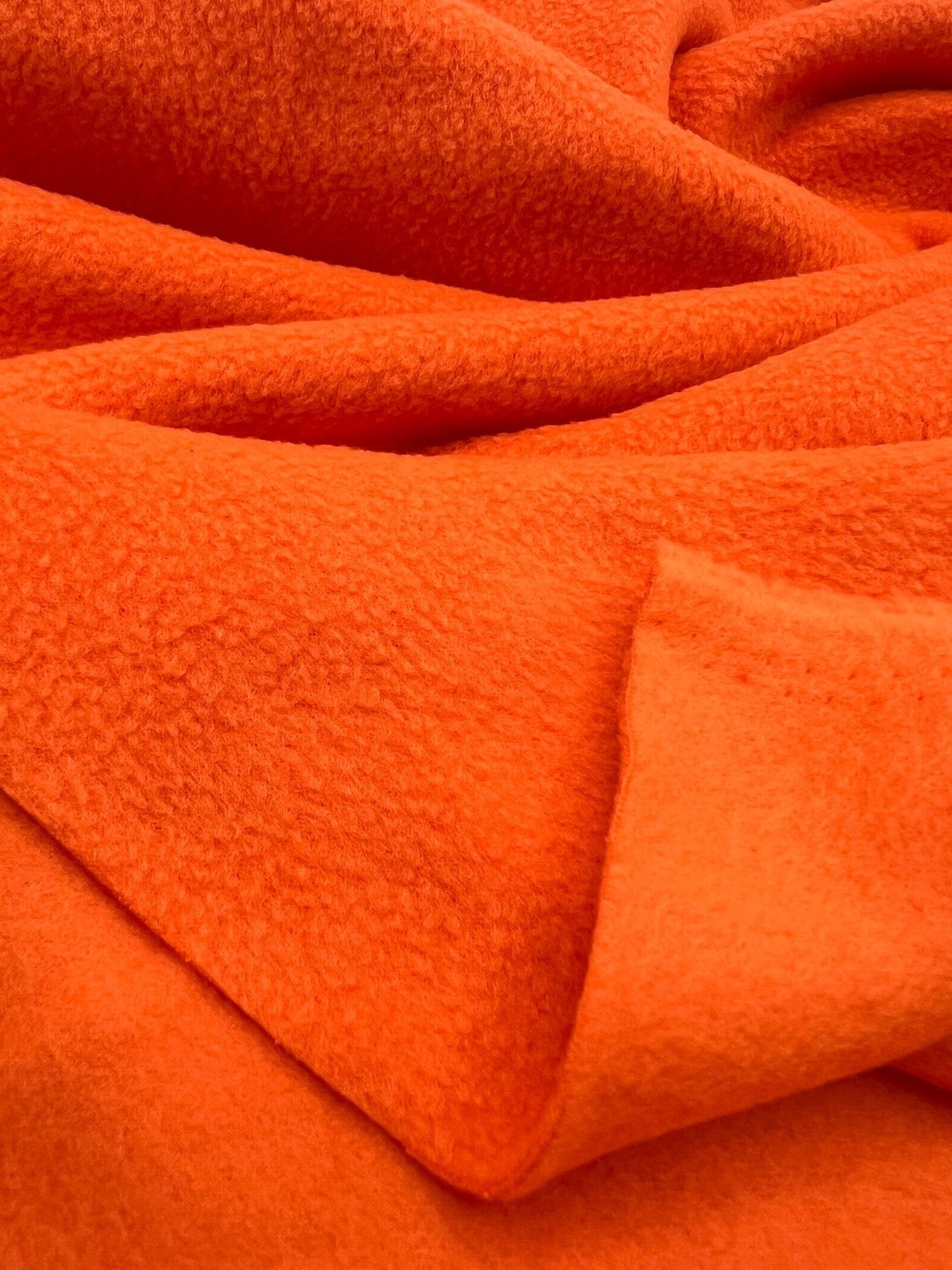 Orange Plain Anti-Pil Polar Fleece Fabric Blanket Loungewear