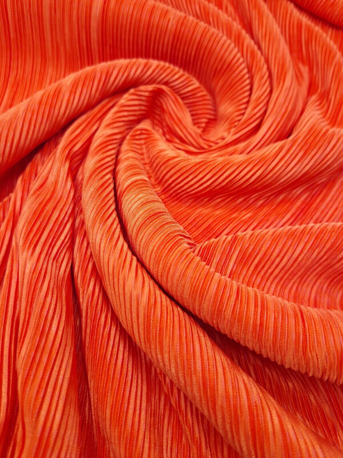 Orange Plisse Pleated Stretch Fabric