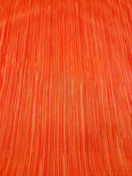 Orange Plisse Pleated Stretch Fabric