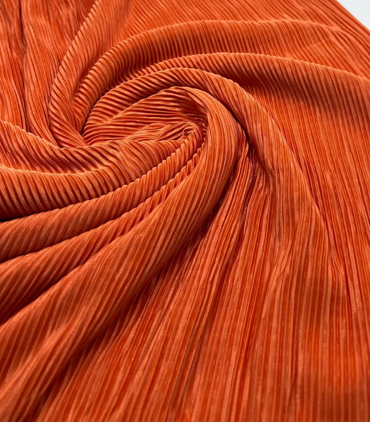 Orange Plisse Pleated 2 Way Stretch Fabric