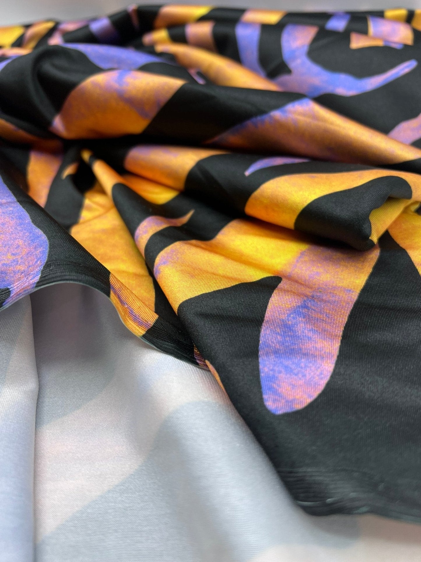 Orange Purple Animal Swimwear / Sportswear 4 Way Stretch Fabric