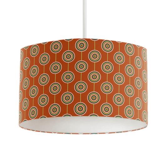 Orange Drum Lampshade, Retro Circles Design Shade for Table, Floor or Ceiling Pendant Light