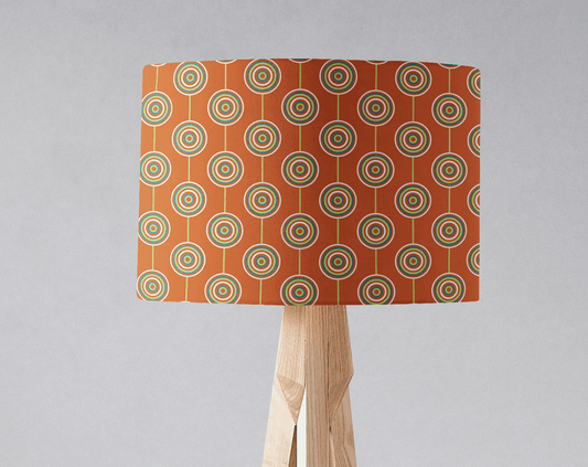 Orange Drum Lampshade, Retro Circles Design Shade for Table, Floor or Ceiling Pendant Light
