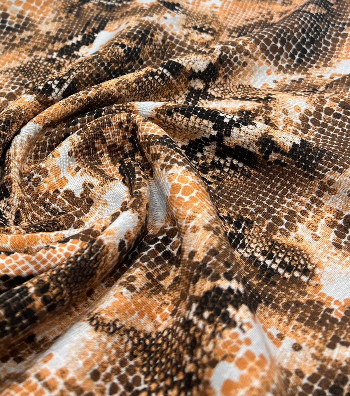 Orange Snake Mix 100% Viscose Non Stretch Fabric