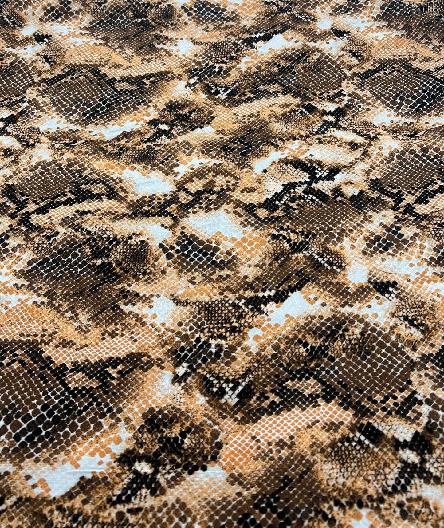 Orange Snake Mix 100% Viscose Non Stretch Fabric