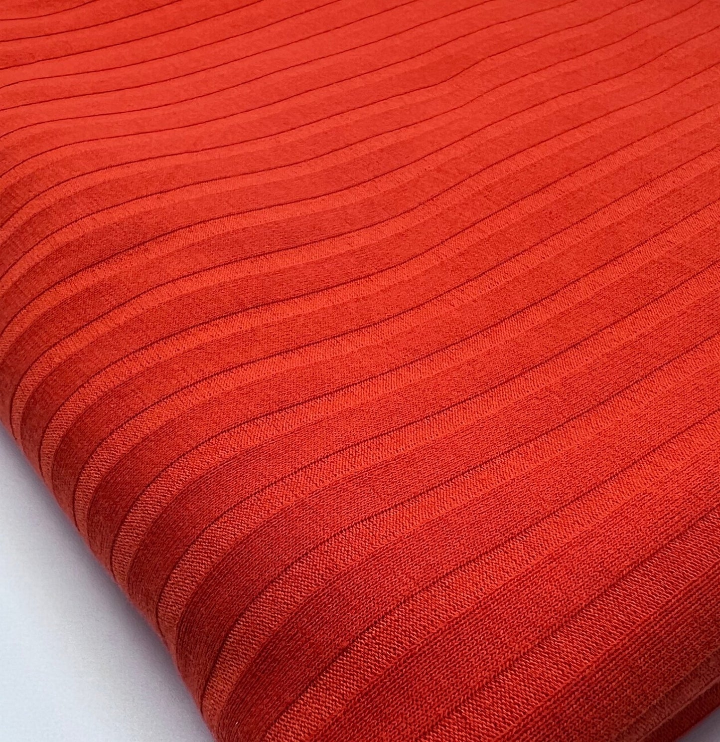 Orange Wide Rib Stretch Fabric