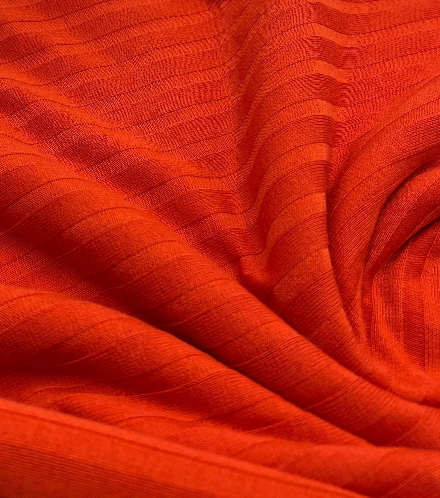 Orange Wide Rib Stretch Fabric