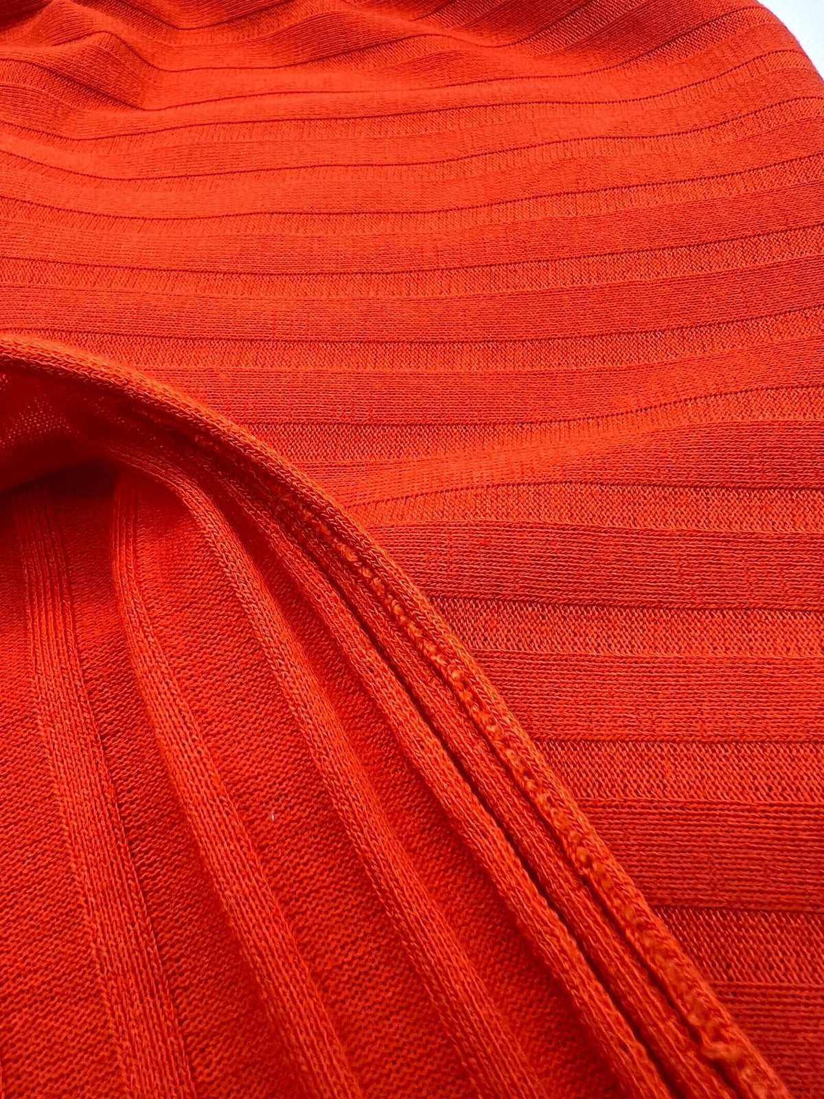 Orange Wide Rib Stretch Fabric