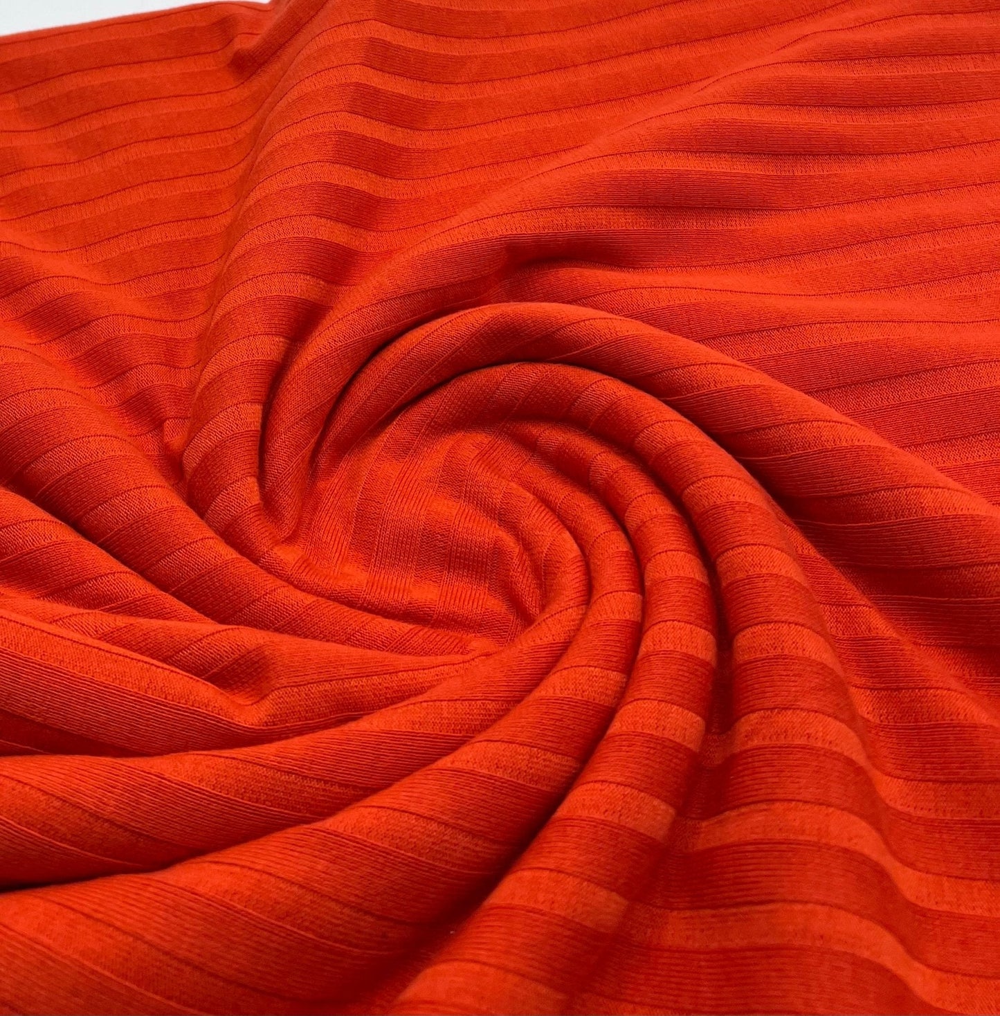 Orange Wide Rib Stretch Fabric