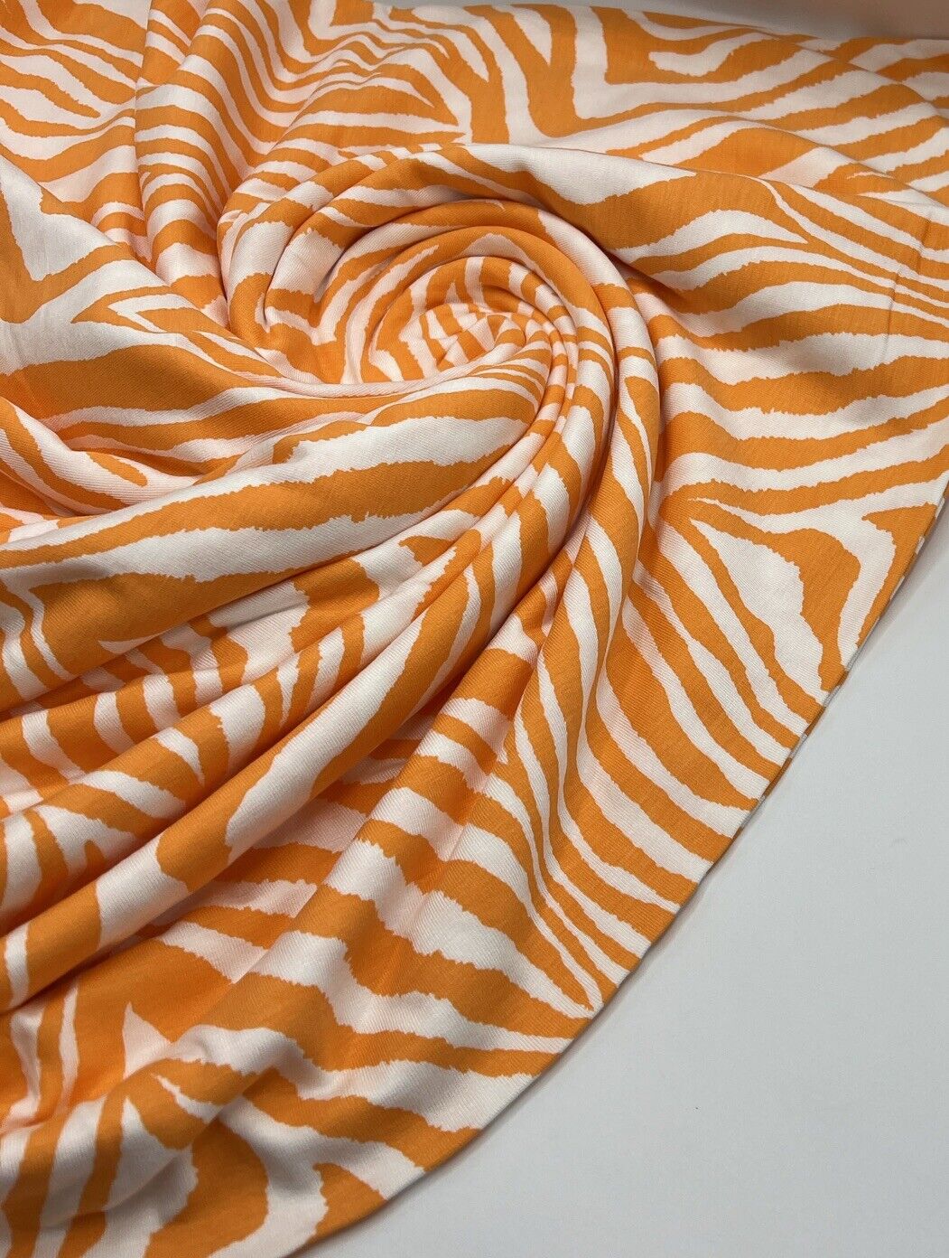 Orange Zebra Print Viscose Elastane Fabric