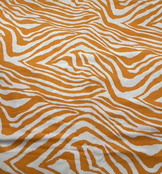 Orange Zebra Print Viscose Elastane Fabric