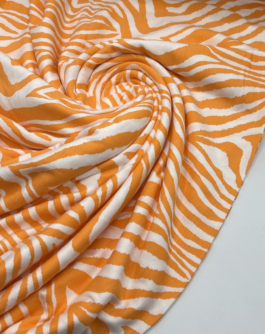 Orange Zebra Print Viscose Elastane Fabric