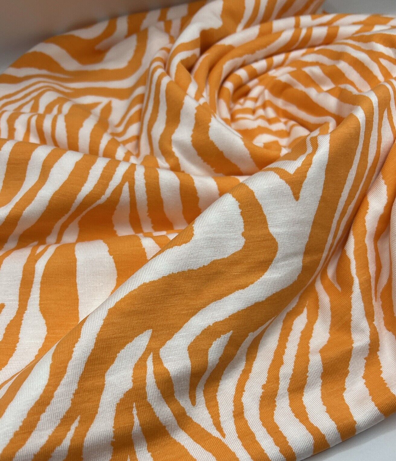 Orange Zebra Print Viscose Elastane Fabric