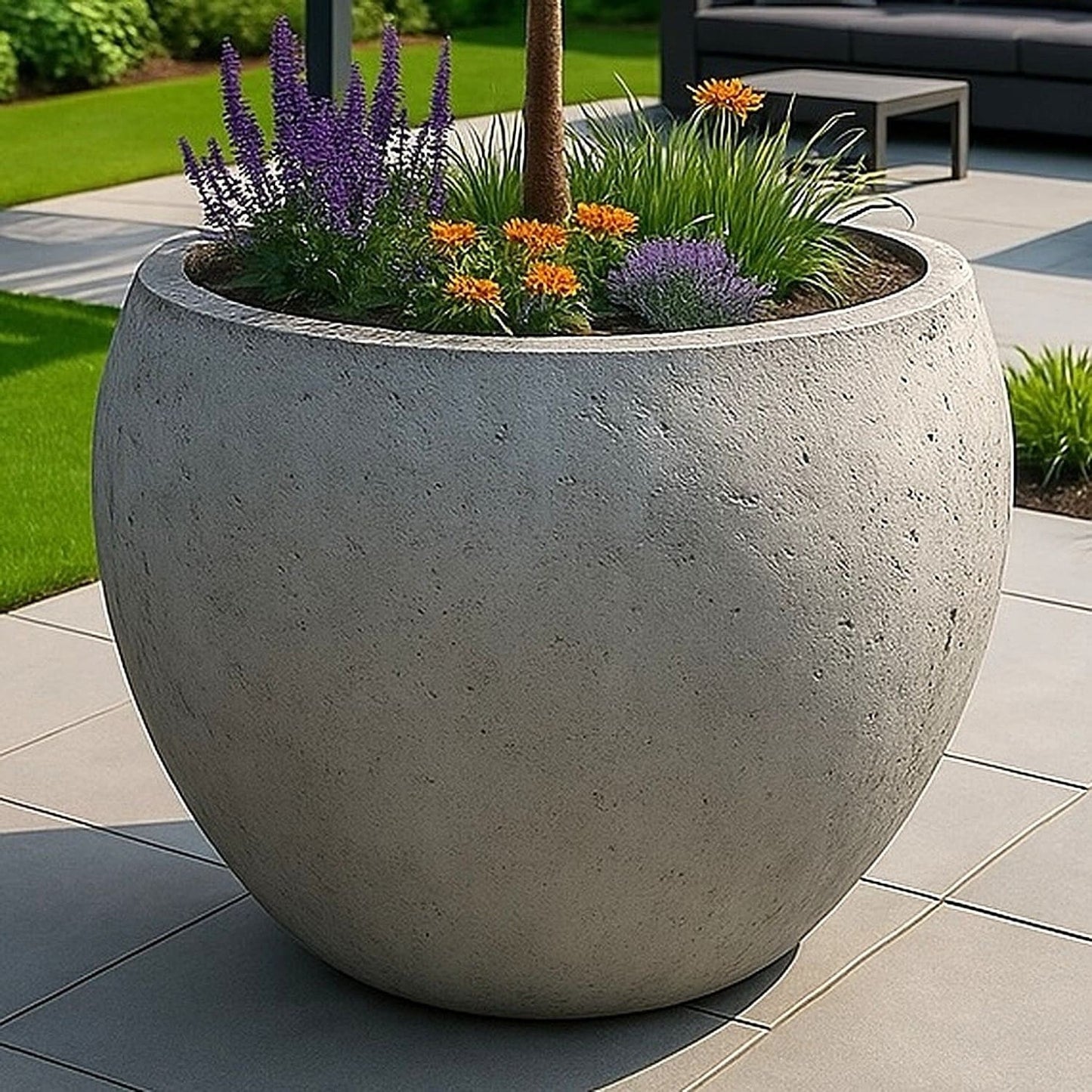 Orbello | Onyx Dusk – 110cm XXL Concrete Sphere Planter – 686L Round Plant Pot
