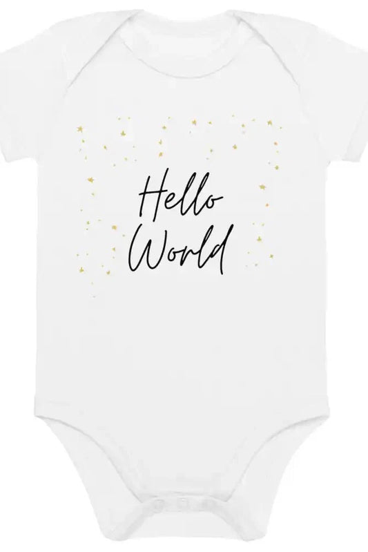 Hello World Bodysuit White 100% Cotton
