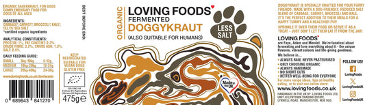 Organic Doggykraut – Raw Unpasteurised Sauerkraut for Dogs 475g Low Salt