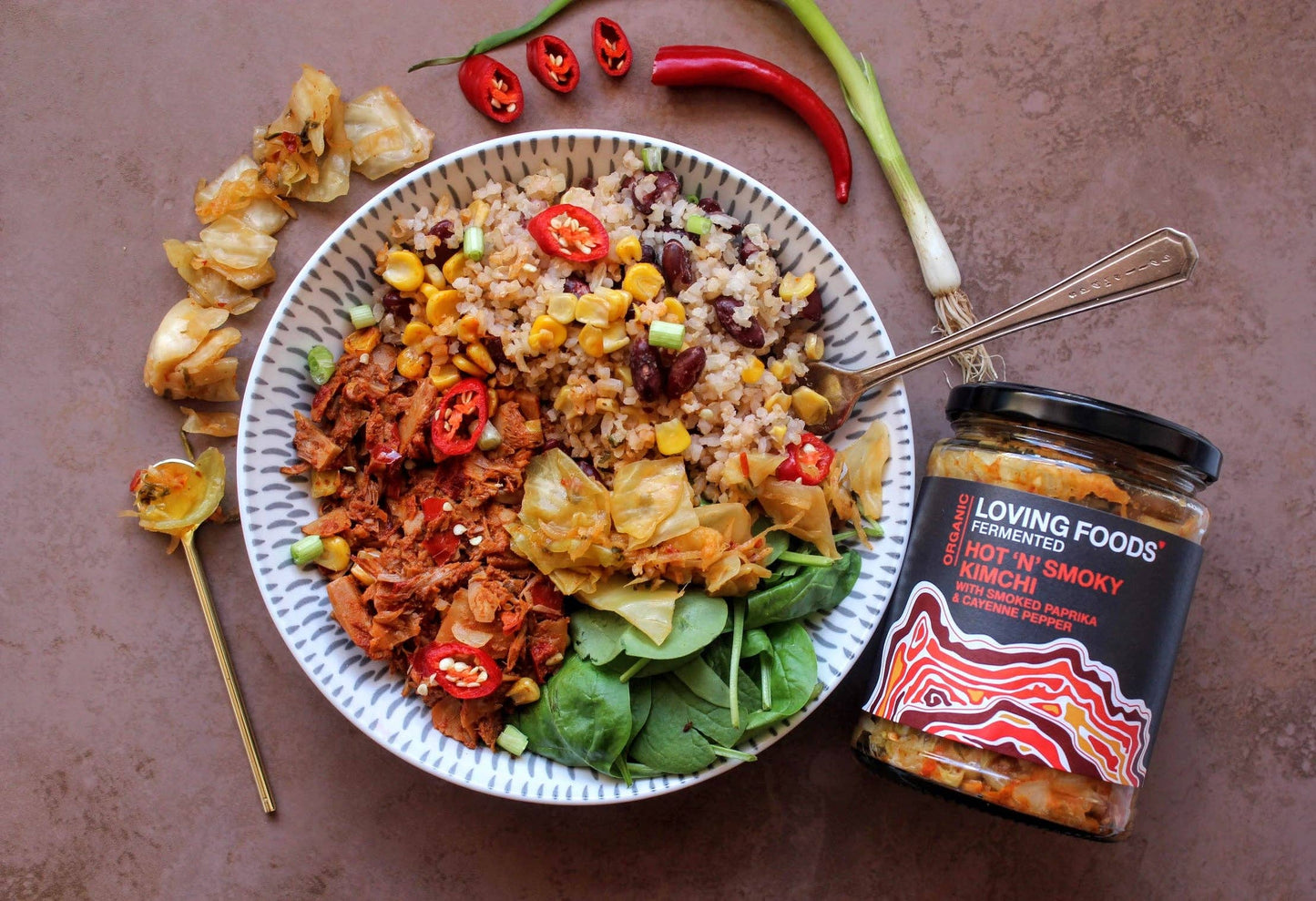 Organic Hot ‘n’ Smoky Kimchi – Unpasteurised Fermented Kimchi 475g Vegan