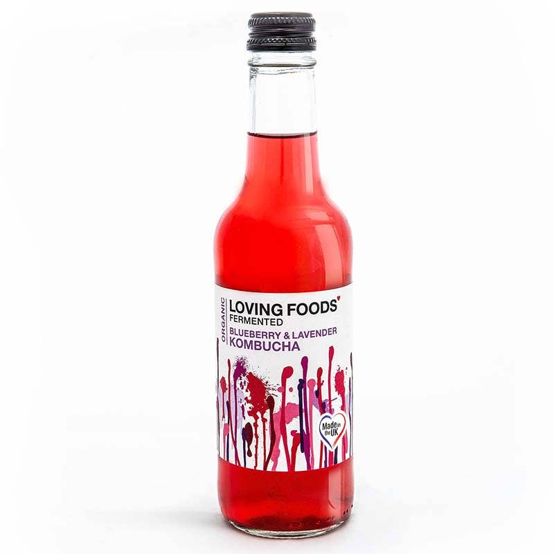 Organic Kombucha Blueberry & Lavender – Unpasteurised Fermented Green Tea 330ml