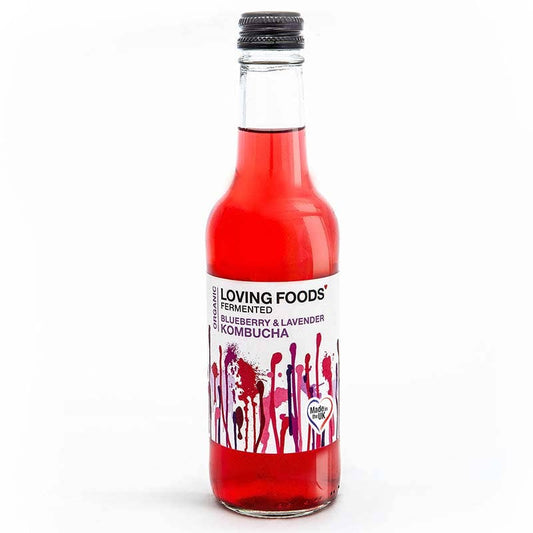 Organic Kombucha Blueberry & Lavender – Unpasteurised Fermented Green Tea 330ml