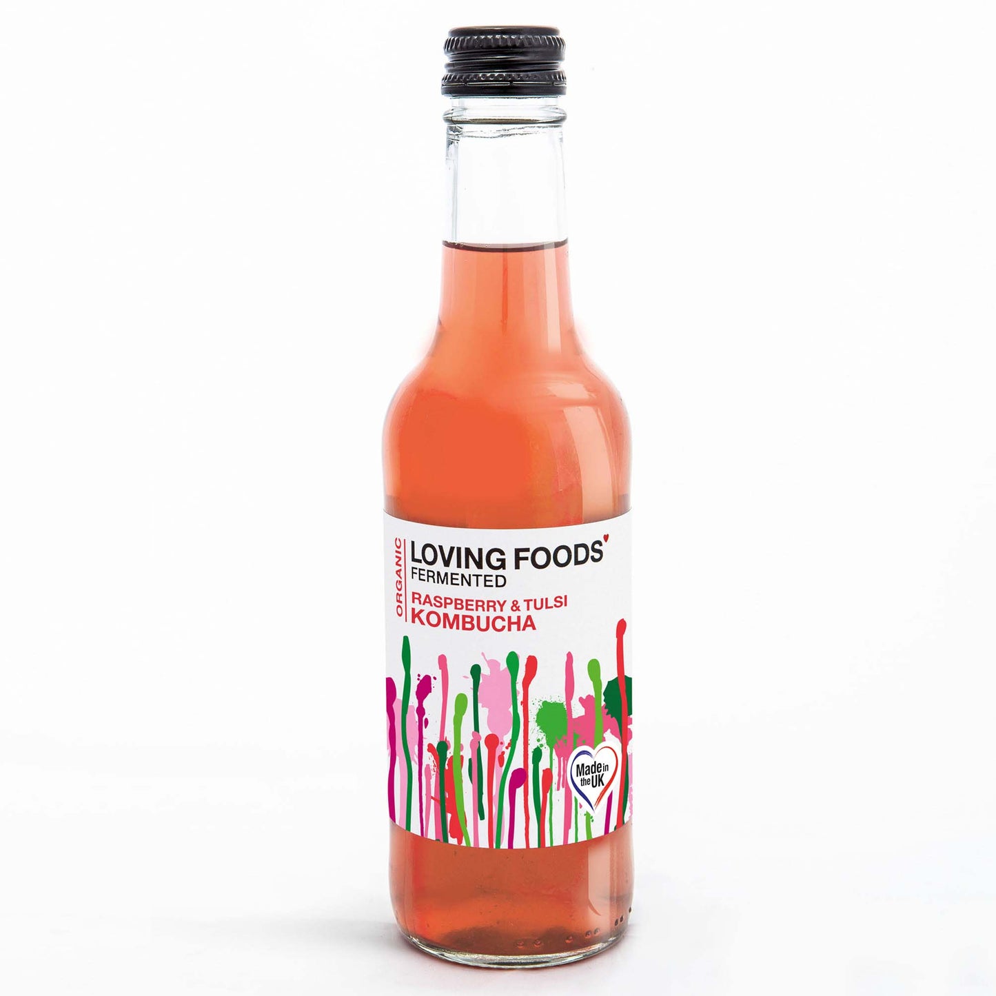Organic Kombucha Raspberry & Tulsi – Unpasteurised Fermented Green Tea 330ml