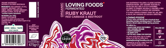 Organic Ruby Kraut – Unpasteurised Red Cabbage Sauerkraut 475g Vegan