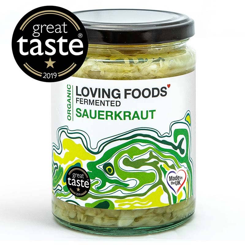 Organic Sauerkraut – Raw Unpasteurised Fermented Cabbage 475g Vegan