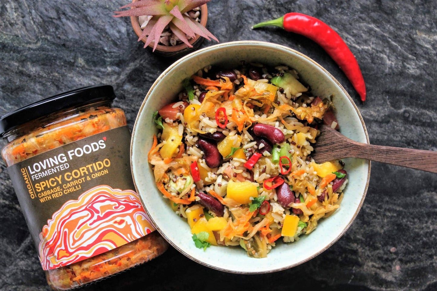 Organic Spicy Cortido Kraut – Unpasteurised Fermented Sauerkraut 475g – Live Cultures & Vegan