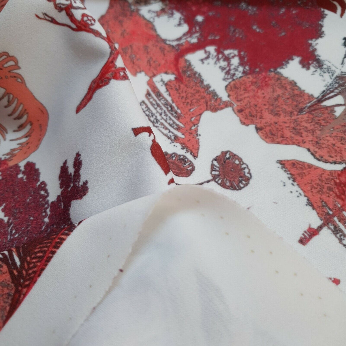 Oriental Peacock Printed Scuba Crepe Jersey Fabric 4 Way Stretch