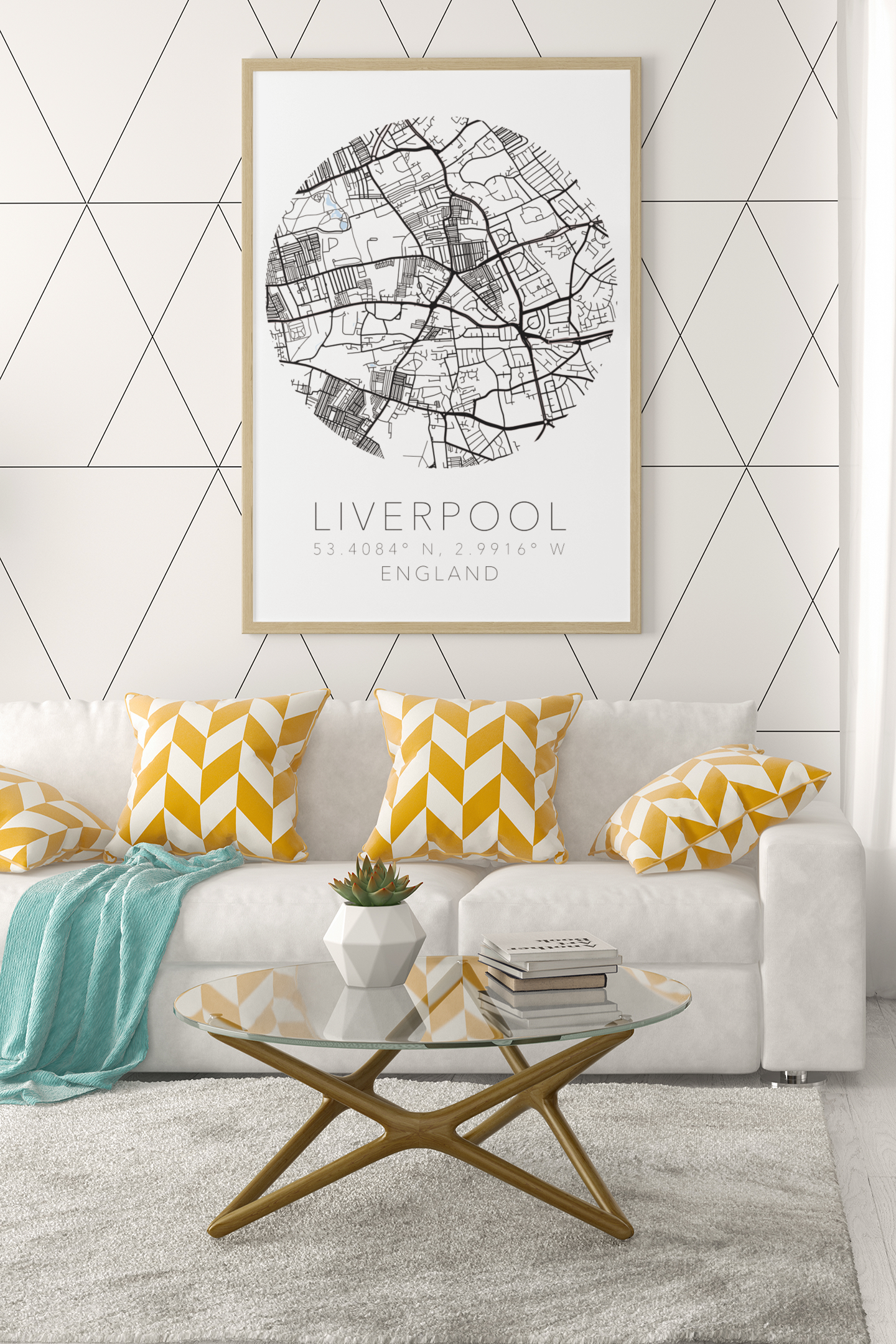 Any City & Country Circular Map with Coordinates Personalised Wall Decor Print with 10 New Styles