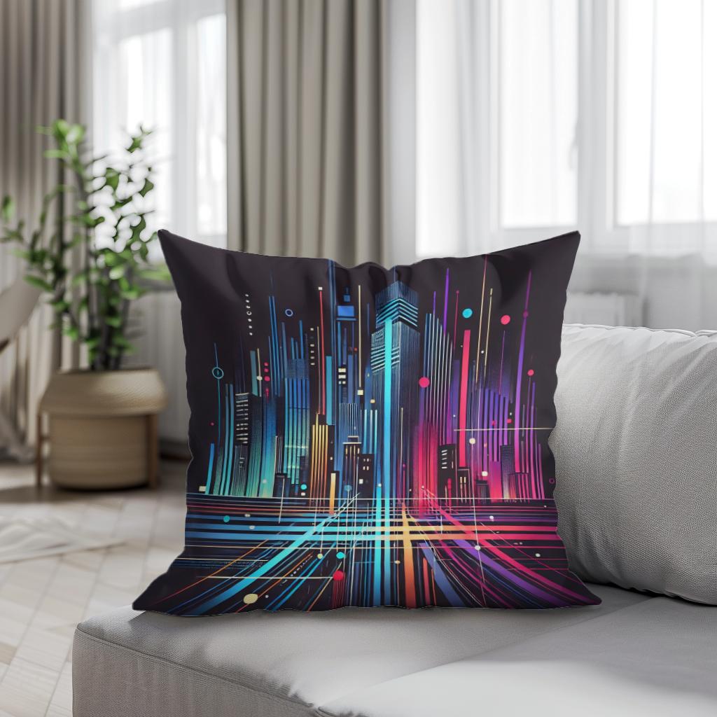 Neon City Pulse Cotton Cushion