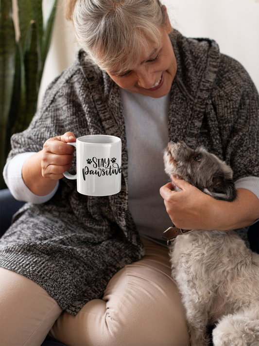 Stay Pawsitive Dog Mom Mug