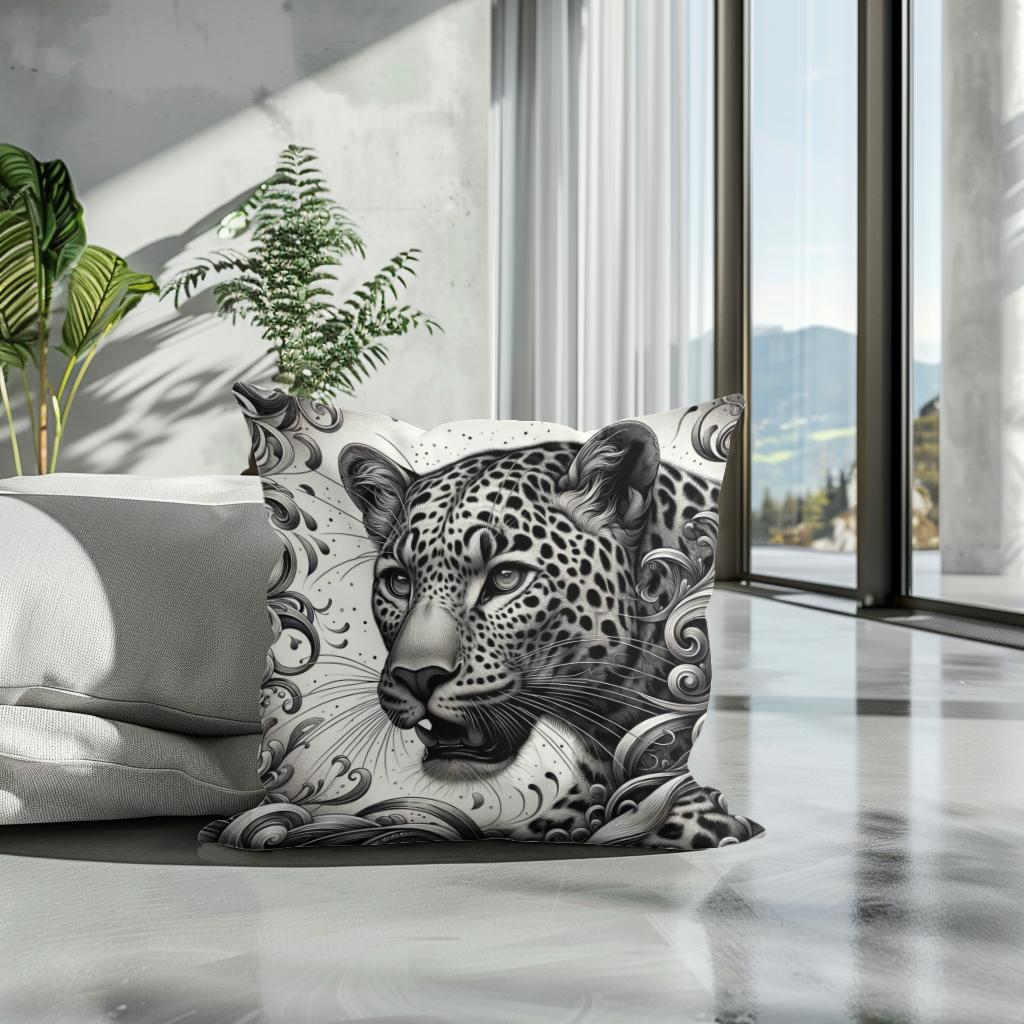 Leopard's Graceful Essence Cotton Cushion