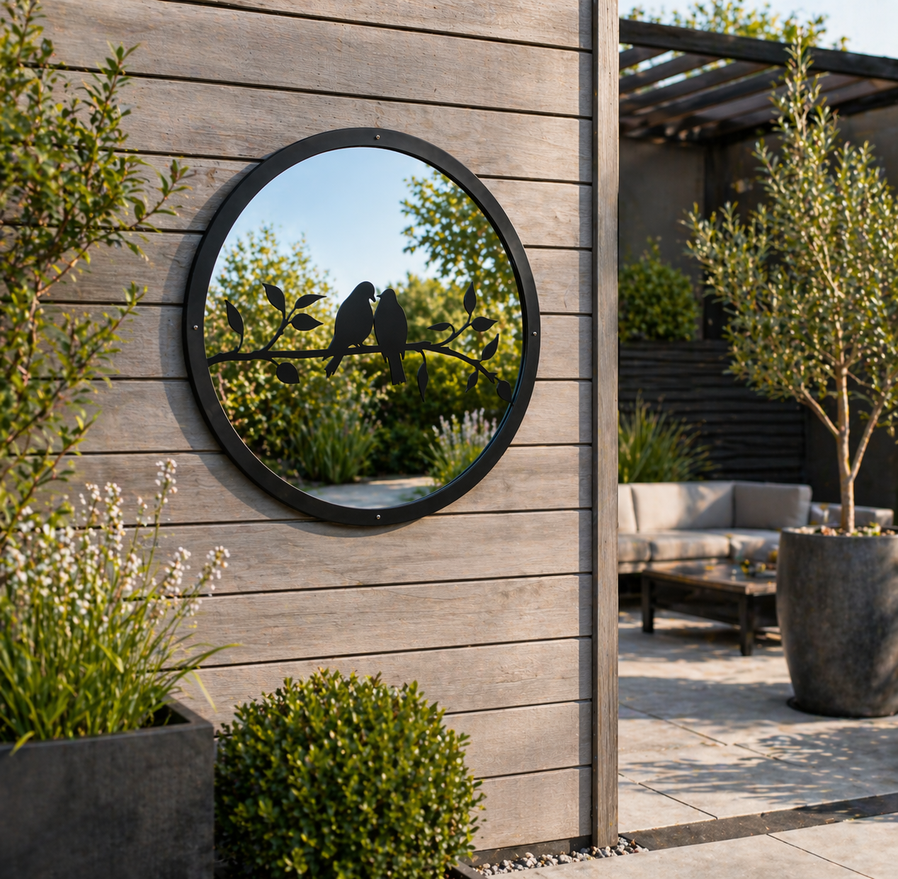 SunCatcher Garden Mirror Round Two Little Birds Range of Sizes