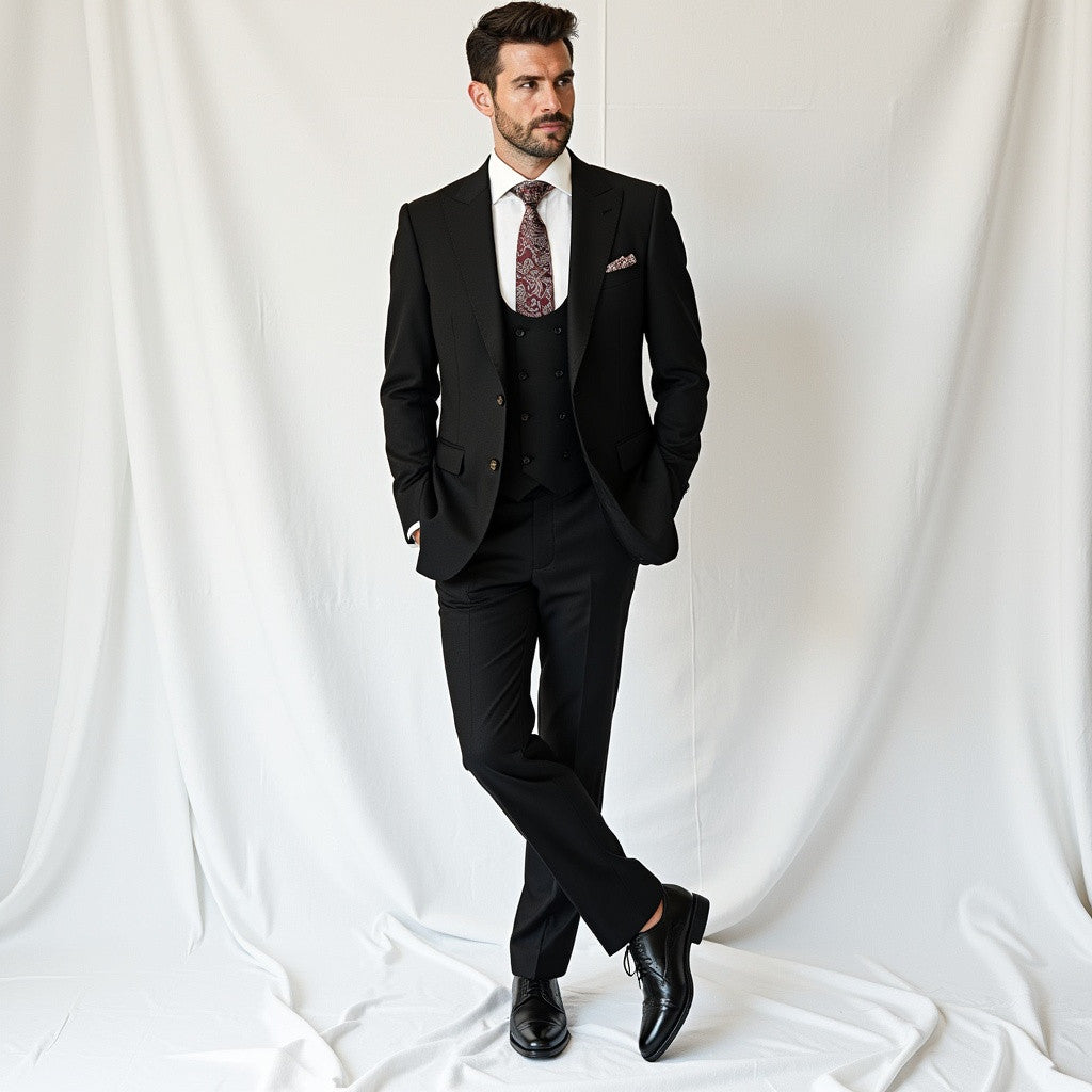 Men's 3-Piece Black Slim Fit Suit