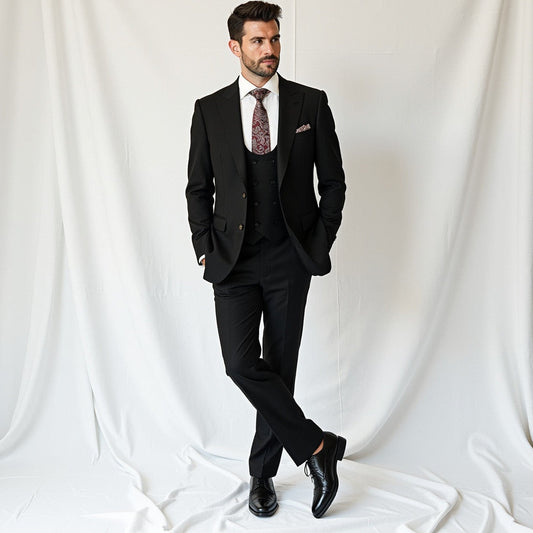 Men's 3-Piece Black Slim Fit Suit