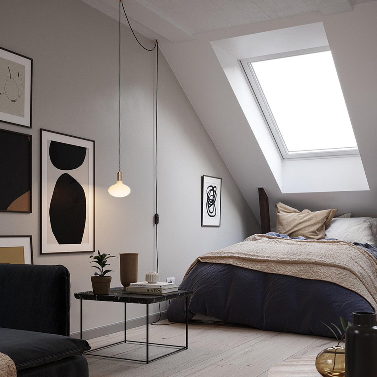 Oval Dim-to-Warm Plug-In Pendant in Brass