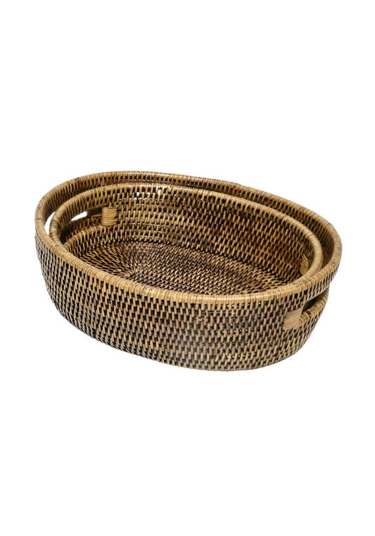 Oval Rattan Basket- Brown