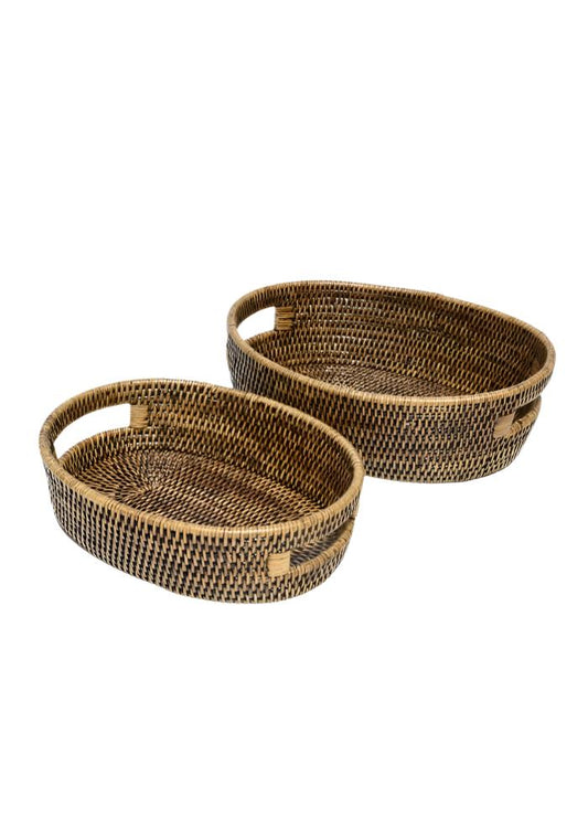 Oval Rattan Basket- Brown