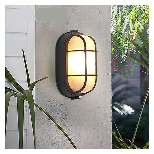 Oval Grille 7W Outdoor LED Wall / Security Light Bright White