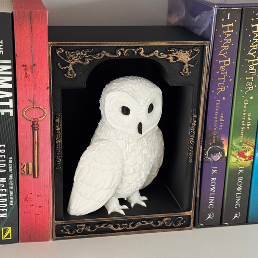 Snowy Owl Book Nook | 3D Printed Fantasy Owl Bookend